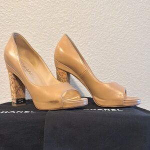 Chanel Beige Peep-Toe Heels sz 36